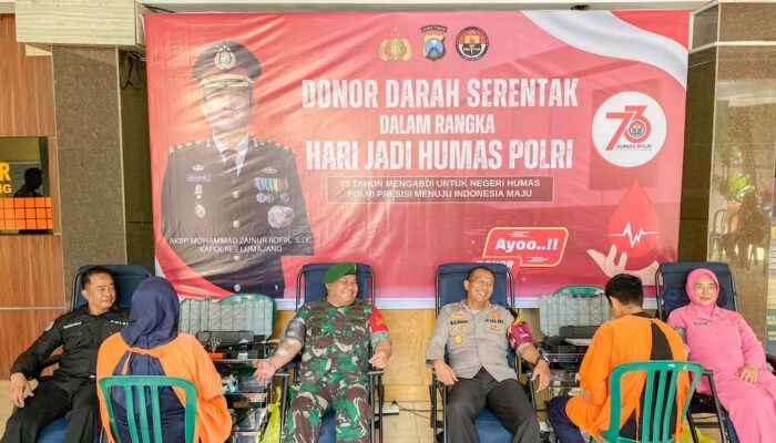 Peringati HUT ke-73 Humas Polri, Polres Lumajang dan PMI Gelar Donor Darah