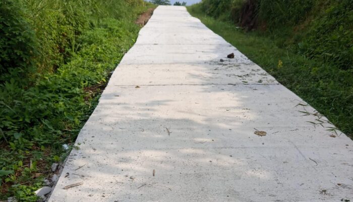 Tingkatkan Sektor Perekonomian Desa, DPUBM Kabupaten Malang Bangun Jalan Beton di Desa Pucangsongo