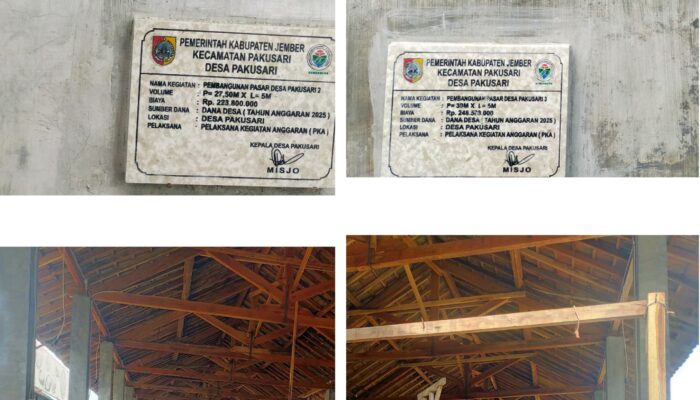 Fantastis, Biaya Bangun 92 Kios Pasar Ukuran 2,5 X 2,5 Meter Hampir Satu Miliar Rupiah di Pakusari Jember