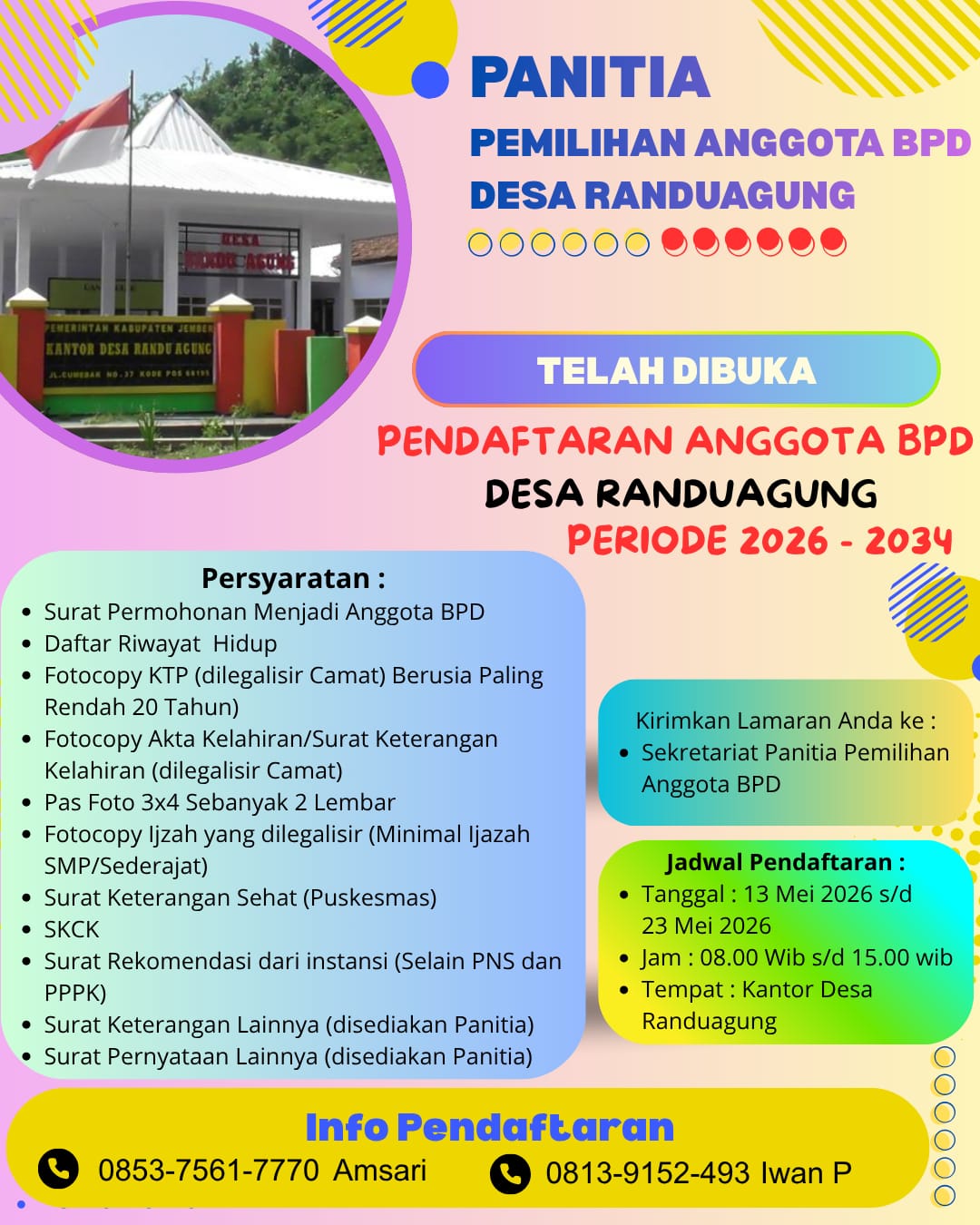Panitia Pemilihan BPD Desa Randuagung Buka Pendaftaran Calon Anggota Periode 2026–2034