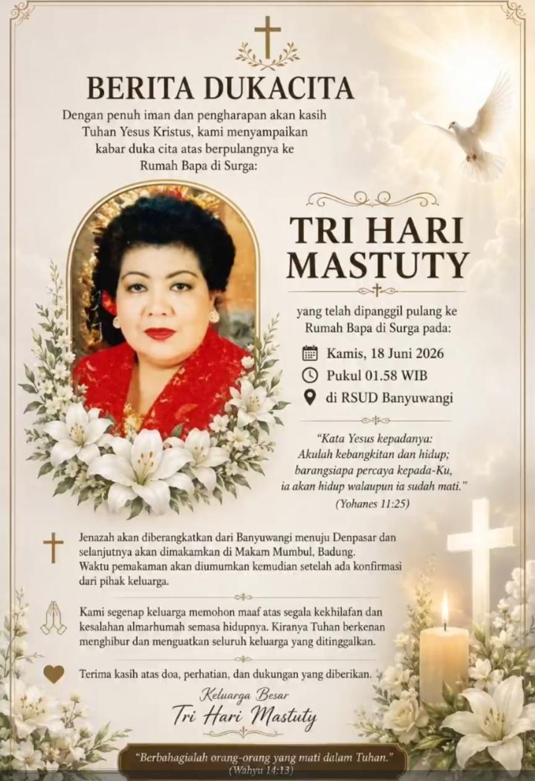 Ketua Paranormal Wanita Indonesia Tri Hari Mastuty Tutup Usia, Ketum GWI Sampaikan Duka Mendalam