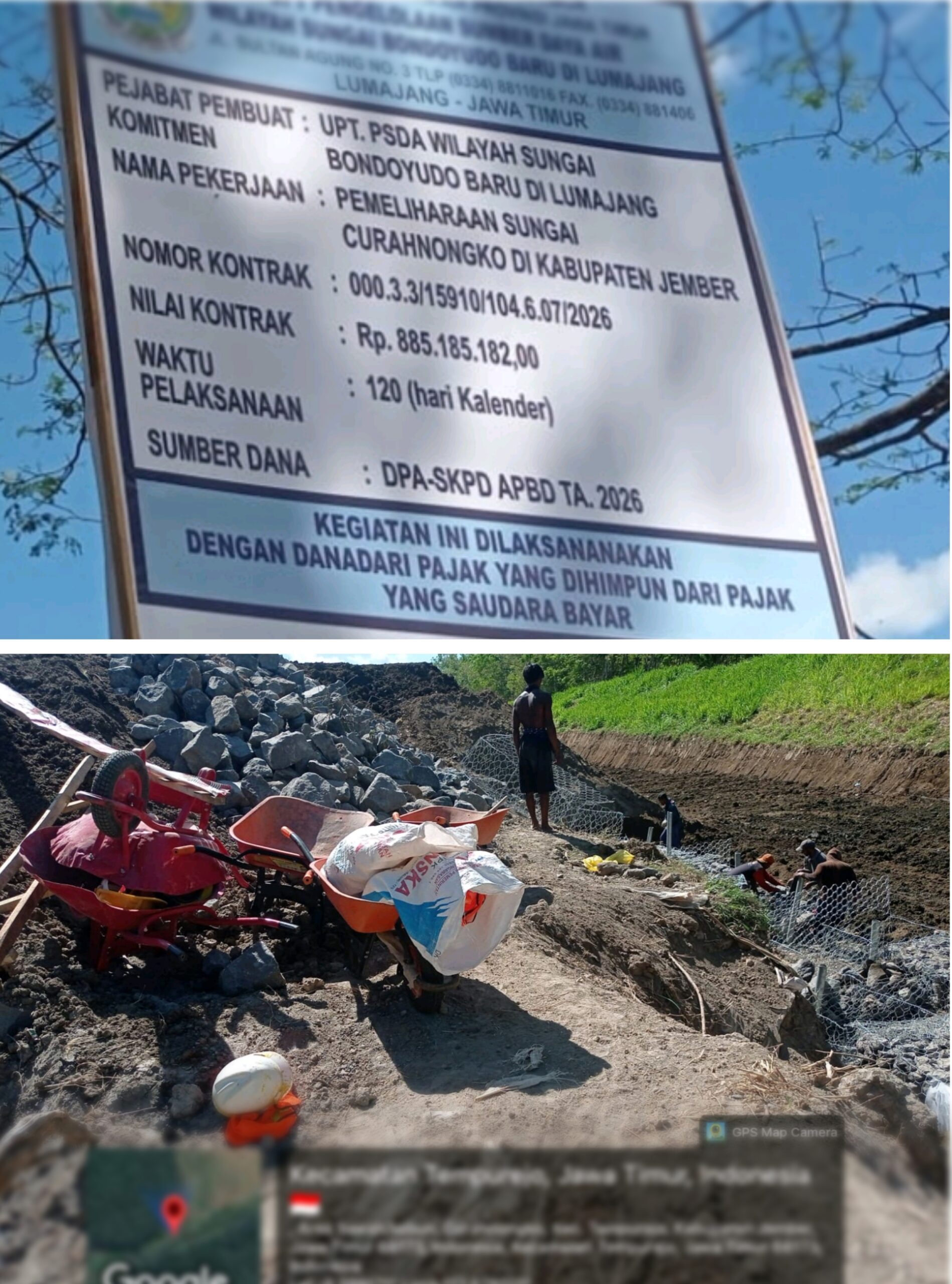 Proyek Rp885 Juta Pemeliharaan Sungai Curahnongko Diduga Tak Transparan, Informasi Penting Tak Dicantumkan